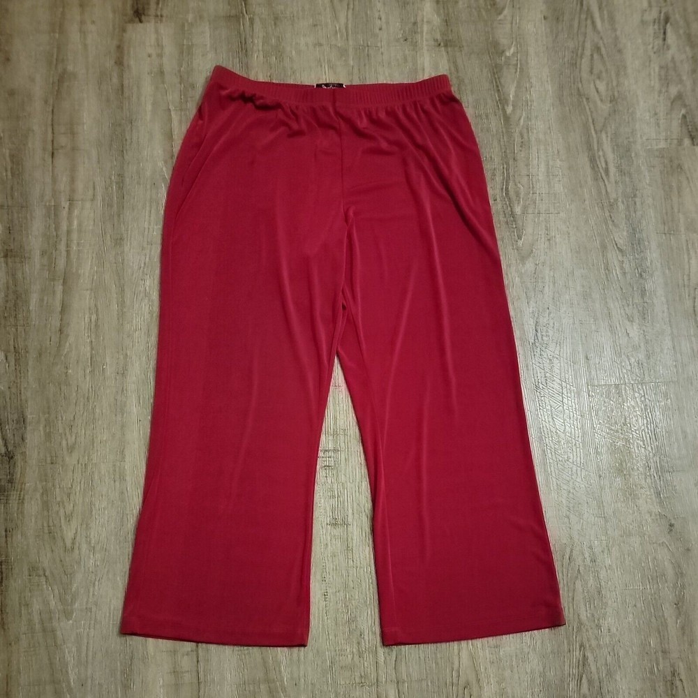 Carolyn Strauss Pull On Elastic Waist Red Pants Sz 1X Petite High Rise